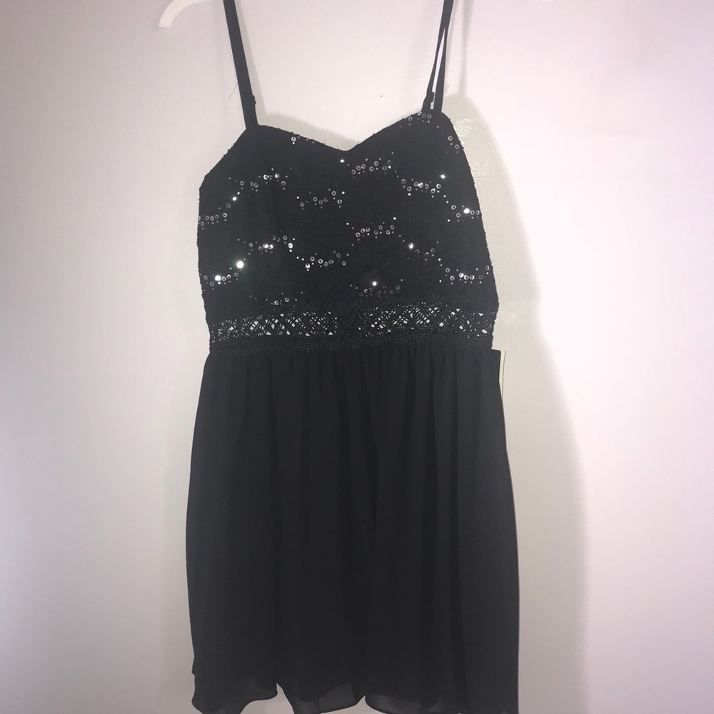 Black spaghetti strap mini dress